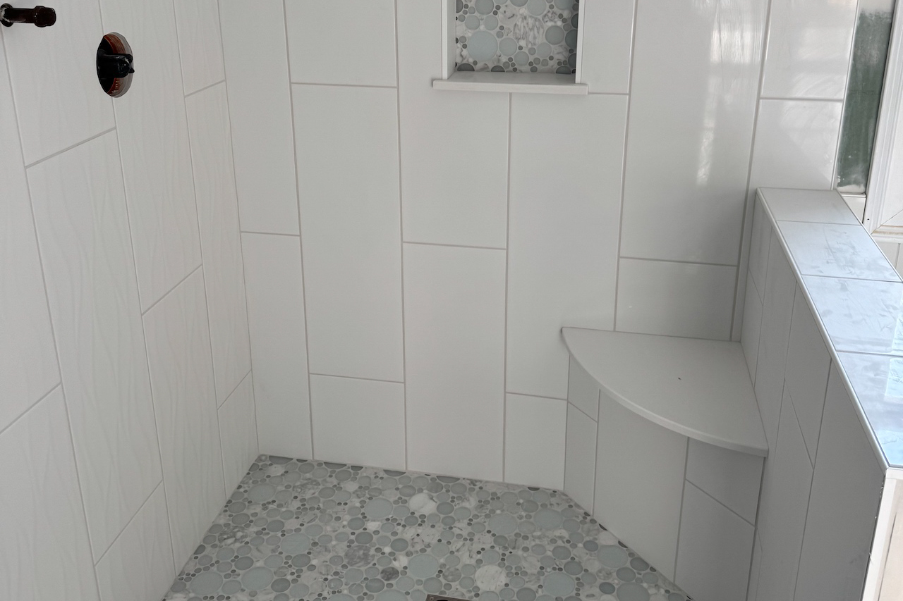 Custom Tile Shower & Bathroom Floor – John Alden Court, Dartmouth, MA