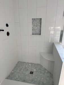 Custom Tile Shower & Bathroom Floor – John Alden Court, Dartmouth, MA