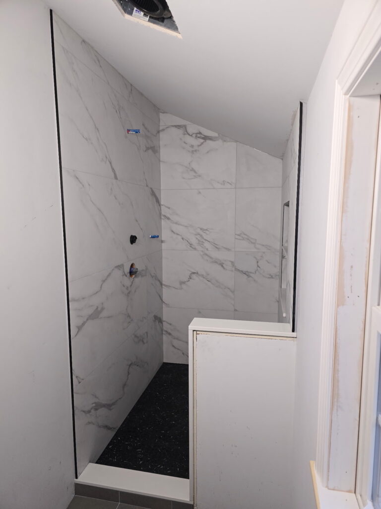 Custom Marble Shower & Ceramic Tile Flooring – Pickens St, Lakeville, MA