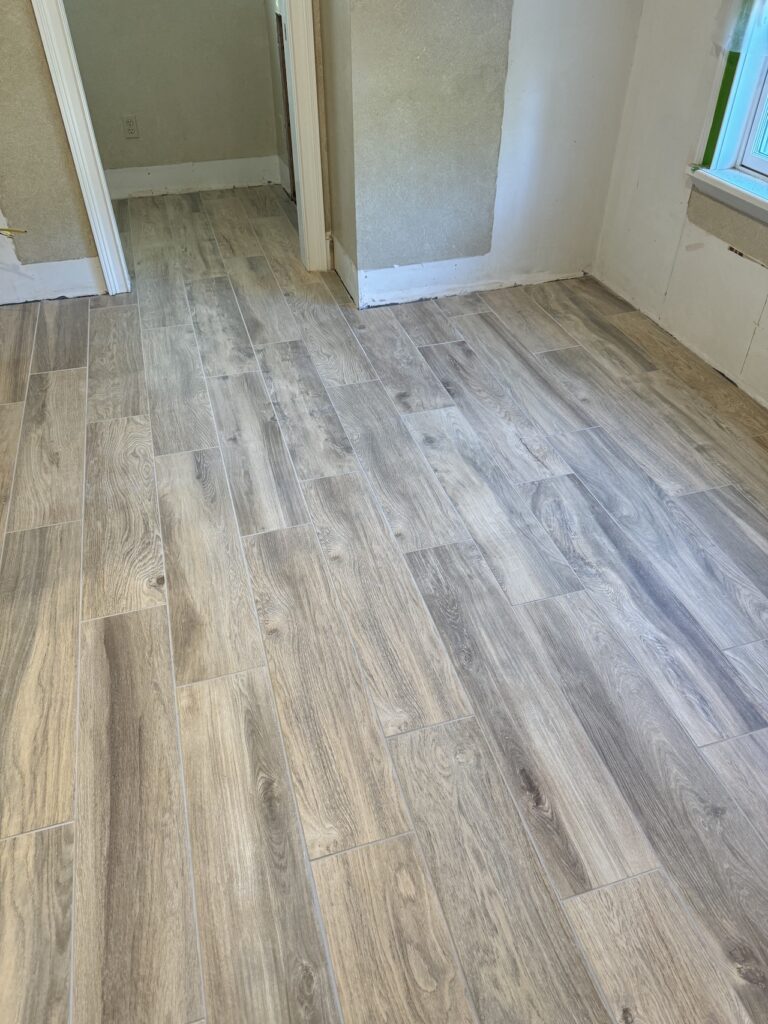 Custom Tile Shower & Wood-Look Tile Floor – Turner St, New Bedford, MA